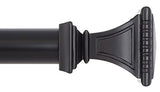 Ivilon Decorative Window Curtain Rod - Carved Square Finials, 1 1/8 in Rod, 48 to 86 in. Black