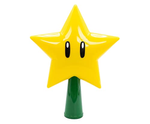 Super Mario Bros. 7-Inch Super Star Light-Up Holiday Tree Topper | Xmas Party Decorations, Christmas Tree Decor, Festive Desktop Ornaments | Video Game Gifts and Collectibles