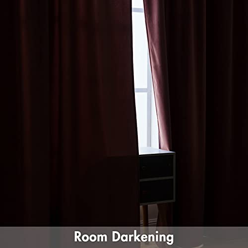 MIULEE Dusty Rose Rod Pocket Velvet Curtains, Soft Luxurious Pink Curtain for Home Decor 2 Panels Set Heavy Room Darkening Curtains for Privacy Bedroom Living Room Window, W52 x L84