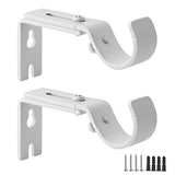 AddGrace Adjustable Curtain Rod Bracket Fits up to 1 inch Curtain Rod Sturdy Premium Brackets for Wall Set of 2 White