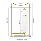 Decorative Rotating Full-Length Mirror Coat Rack Floor-Standing Combination Multi-Functional Dressing Fitting Hanging Clothes Storage for Living Room(Black,120cm)
