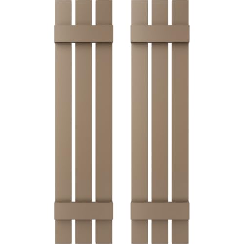 12 in. W x 34 in. H Builders Edge, TailorMade Three Board Spaced (2 Batten), Board-n-Batten Shutters, Includes Matching Installation Spikes (Per Pair), 385 - French Roast