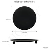 Hosley Set of 2 Black Iron Pillar Candle Holder Plates – 7-Inch Decorative Round Trays for Pillar Candles – Ideal for Weddings, Special Occasions, Home Décor, and Pedestal Displays