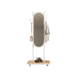 Decorative Household Dressing Mirror and Hanger Integrated Simple Modern Bedroom Living Room Floor-Standing Mobile Full-Length for Living Room(White)