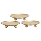 Iron Plate Candle Holder, Gold, Decorative Iron Pillar Candle Holder, Set of 3,Candle Stand for Wax Candles
