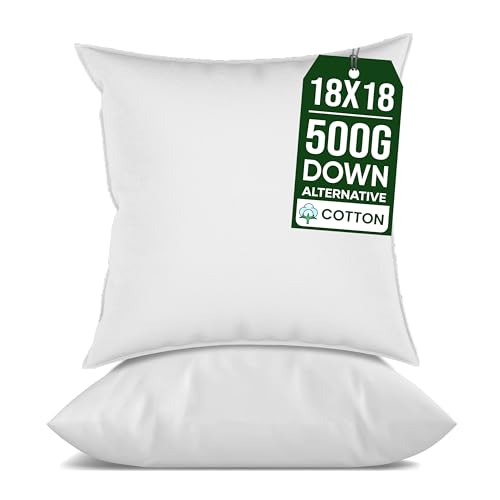 18x18 Pillow Inserts Set of 2 , Soft Hypoallergenic Down Alternative Throw Pillow Inserts 18 X 18 , Throw Pillows for Couch, Sofa Pillow Filling Stuffing for Decorative Covers, Pillow Forms 18x18