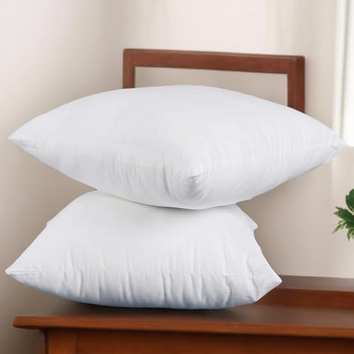 Set of 2, 18 x 18 Inches Throw Pillow Inserts, Square Decorative Couch Sofa Pillow Inserts