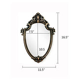 Eaoundm 16.5 x 11.5inch Vintage Mirror Antique Mirror Shield Shape Plastic Frame (Vintage Gold)