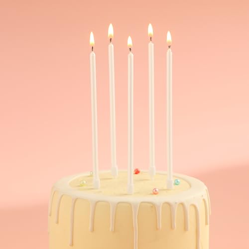 36-Count Pearl White Long Thin Birthday Candles, Cake Candles, Birthday Parties, Wedding Decorations, Party Candles