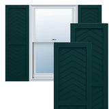 18"W x 53"H True Fit PVC Two Panel Chevron Modern Style Fixed Mount Shutters, Thermal Green (Per Pair - Hardware Not Included)