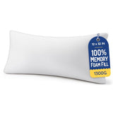 AM AEROMAX 12x32 Memory Foam Throw Pillow Insert, Rectangular Lumbar, White