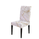 TOMWISH Dining Room Chair Covers Set of 6, Spandex Slipcover Stretch Removable Parson Chair Covers Marble White Grey and Gold Abstract Art Painting Chairs Seat Cover for Dining Room