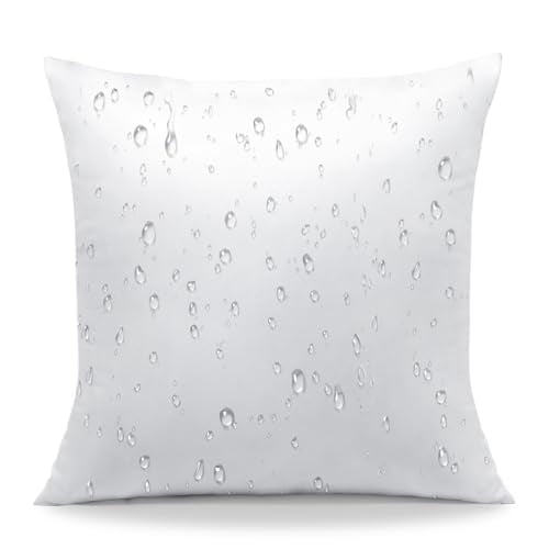 OTOSTAR Waterproof Pillows Insert, 16 x 16 Outdoor Decorative Throw Pillow Insert Soft Fluffy Plump Cushion Insert for Patio Garden Bench Farmhouse Sofa Couch Bed, White