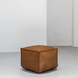 Handcrafted Moroccan Square Leather Pouffe – Delivered Unstuffed – Ottoman, Footstool, Footrest, Floor Cushion, Coffee Table, Hassock (Tan, 16" × 16" × 12" – Small)