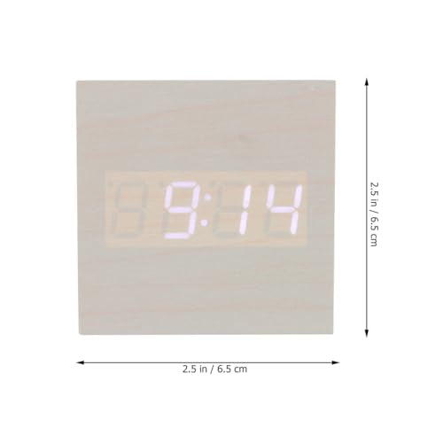 Healifty Wooden Digital Alarm Clock with Dual Led Display and Temperature Compact 2.55 Inch USB Powered Mini Clock for Bedroom and Desk Use