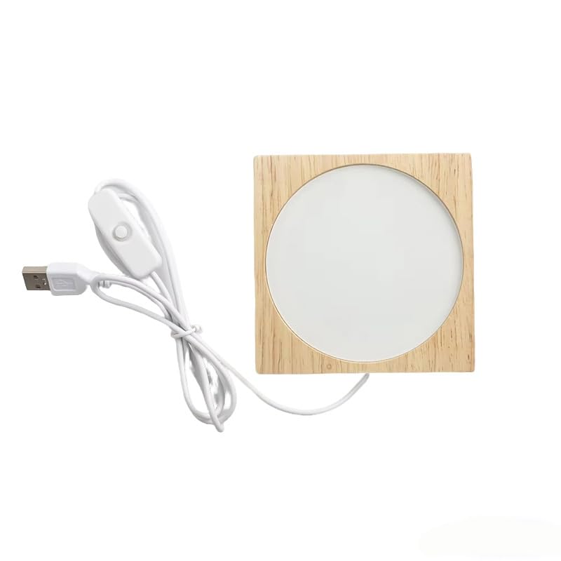 Limitronix 10 Pack Sublimate Blanks Wood Night Light 7 Colors LED Light Temperated Glass Photo Frame with Sublimation Pet Sheet for DIY Heat Transfer Print (Square)