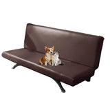 PU Leather Armless Sofa Cover Waterproof Futon Covers Full Size Furniture Protector Sofa Bed Slipcovers for Living Room Brown Medium