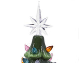 Christmas is Forever Lighted Tabletop Ceramic Tree, 16 Inch Green Tree with Multicolored Lights