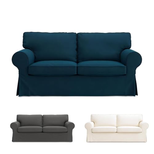 Ektorp Loveseat Sofa Cover Replacement for IKEA Ektorp Sofas Cover, Ektorp 2 Seat Loveseat Cover Only!(Daily Blue)