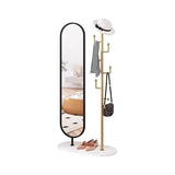 Decorative Luxury Full-Length Floor Mirror with Rotating Coat Rack Integrated for Bedroom and Home Use for Living Room