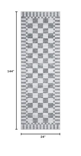GarveeHome 2x12 Checkered Kitchen Runner Rug for Hallway Non Slip Washable
