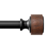 Wood Curtain Rods for Windows 30 to 45 Inch, 1” Diameter Drapery Rod with Imitation Wood Grain Finials, Adjustable Heavy Duty Curtain Rod Set, Indoor/Outdoor Modern Curtains Rods
