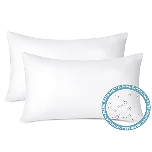 Artscope Outdoor Waterproof Throw Pillows Inserts Set of 2, Premium Fluffy Decorative Square Form Cushion Stuffer Inner Soft for Patio Furniture Garden Bench Tent Couch Balcony, 12x20 Inch