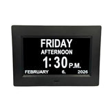 Azpen 7 Inch Digital Calendar Alarm Clock for Seniors - Large Display, Auto Dimming, Multiple Alarms, Easy-to-Read Day Date Clock, Black