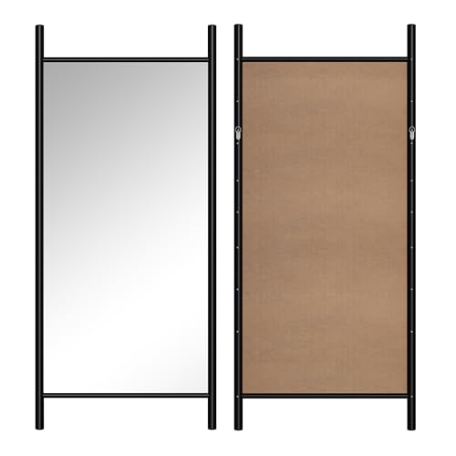 Solid Wood Ladder Rectangular Black Full-Length Mirror Large Floor Mirror for Wall Door Bedroom Bathroom Living Room with Aluminium Frame(71 * 31 * 2 inch)
