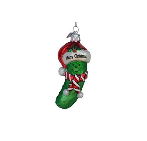 Kurt S. Adler Noble Gems Merry Christmas Pickle Glass Ornament