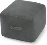 MeMoreCool Square Pouf Ottoman Foot Rest 20x20x15 Inches, Dark Grey