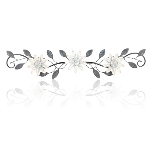 KHJCXS Metal Wall Art Modern Minimalist Metal Flowers Indoor Decor Horizontal Wall Art Iron Artwork,for Over Door,Bedroom,Living Room,Kitchen,Office Scroll Decor