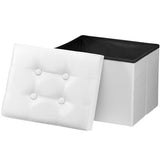 Bsketa Storage Ottoman Bench,17 Inch Folding Leather Foot Rest Stool,White