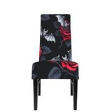 Gothic Roses Bats Chair Covers Set of 4 Super Fit Stretch Removable Washable Seat Cover for Home Kitchen and Dining Banquet Living Room