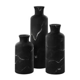 Creative Scents Black Marble Look 3pc Vase Set – Boho Vases for Decor, Modern Vases for Holding Pampas Grass, Dried/Fresh Flowers, Vases for Living Room - Kitchen, Bedroom, Office, Shelf Decor
