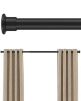 Tension Curtain Rod by EZFurni, 42-123 Inches, Heavy Duty Tension Rods for Windows, Adjustable Spring Loaded Curtain Rods No Drilling, Renter Friendly, Hold Up Blackout Curtains and Non Slip, Black