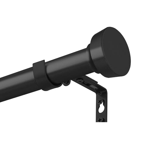 Curtain Rods for Windows 66 to 120 Inch(5.5-10 Feet),Black 1'' Diameter Drapery Rods with End Cap Style Design,Modern Adjustable Heavy Duty Curtain Rod,Size:32''-120''