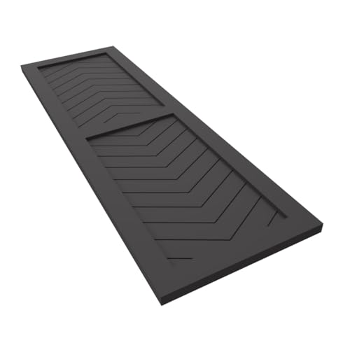 18"W x 42"H True Fit PVC Two Panel Chevron Modern Style Fixed Mount Shutters, Shadow Mountain (Per Pair - Hardware Not Included)
