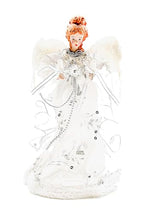 Vickerman Ice Palace Lighted White and Silver Angel Christmas Tree Topper with Clear Lights, 12"
