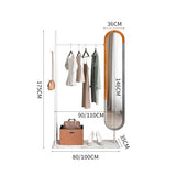 Standing Mirrors Coat Rack and Dressing Mirror Integrated Bedroom and Living Room Floor-Standing Rotating Full-Length Mirror Coat and Hat Rack Dressing Mirror(Gold,100cm)