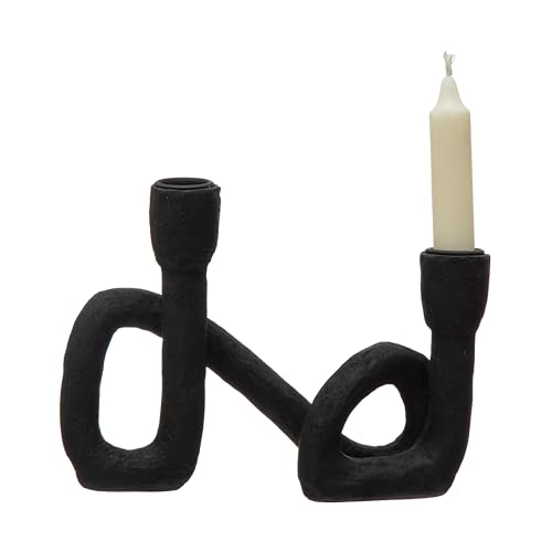 Bloomingville Decorative Resin Double Taper Candle Holder, Black