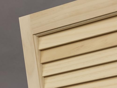 LTL Home Products SHL55 Exterior Solid Wood Louvered Window Shutters, 15" x 55", Unfinished Pine