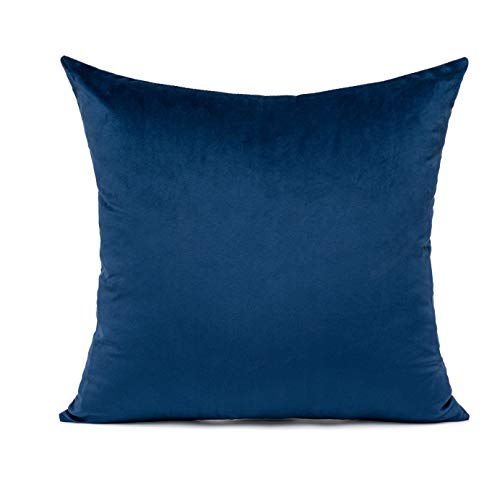 VAKADO 20X20 Navy Throw Pillow Covers Dark Blue Decorative Velvet Pillowcases Soft Solid Square Home Decor for Couch Sofa Bedroom Car Set of 2