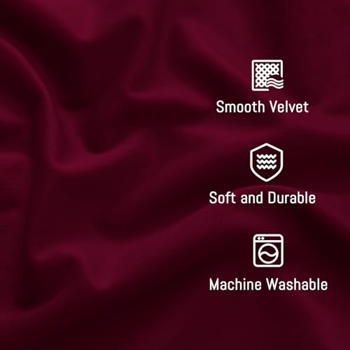 Yakamok Velvet Curtains 84 inches 2 Panels - Luxury Room Darkening Wine Red Curtains for Bedroom Living Room Thermal Insulated Super Soft Window Drapes Rod Pocket, Wine Red, W52 x L84 inches