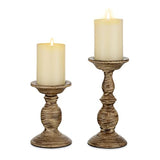 Sziqiqi Vintage Pillar Candle Holders Distressed Metal Candleholder Set
