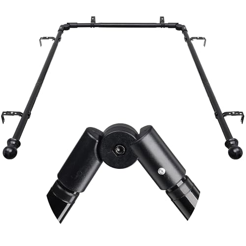 Bay Window Curtain Rods, U shaped Adjustable Curved Curtain Rods for Windows 59 to 184 Inches, Black 1 inch Renter Friendly Heavy Duty Curtain Rods with Brackets for Bedroom, Living Room Curtains
