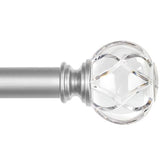 KAMANINA Silver Crystal Curtain Rod 72 to 144 Inches (6-12 Feet), 1 Inch Heavy Duty Curtain Rods for Windows, Telescoping Long Drapery Rods with Acrylic Diamond Netted Texture Finials