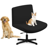 Fuloon Criss Cross Chair Cover, Waterproof, Stretchable, Solid, Suited for Armless/Office/Desk/Mid Back Wide Seat/Computer/Task/Vanity/Accent Chair (Black)