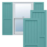 Ekena Millwork 15"W x 26"H True Fit PVC Farmhouse/Flat Panel Combination Fixed Mount Shutters, Pure Turquoise (Per Pair - Hardware Not Included)