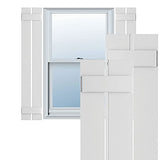 11 1/4"W x 42"H True Fit PVC Two Board Spaced Board-n-Batten Shutters, White (Per Pair - Hardware Not Included)